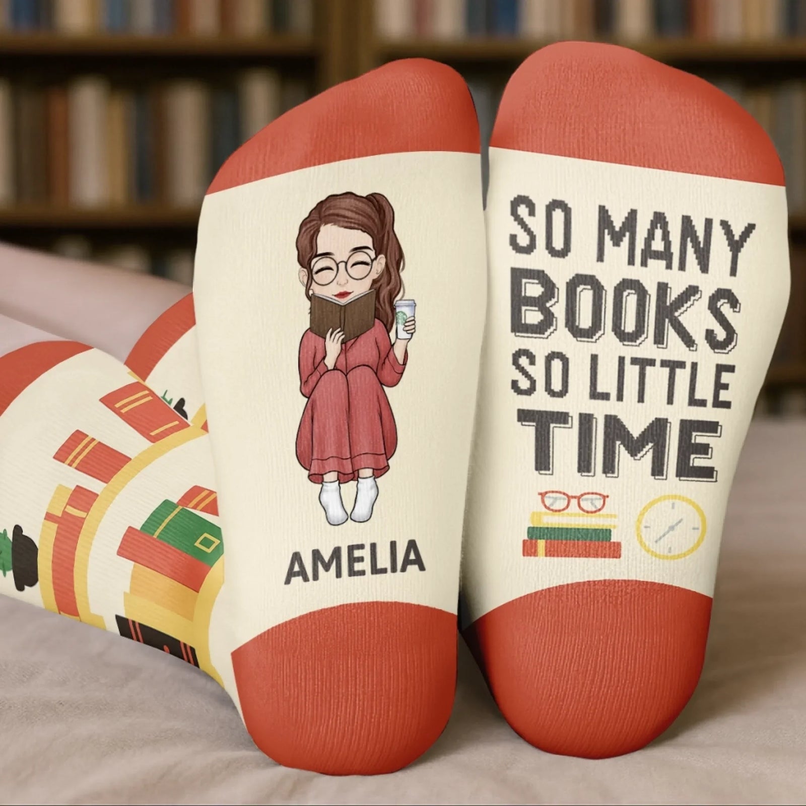 Custom Crew Socks - Personalized Bookish Gifts For Book Lovers, Bookworms, Readers - Adventures Inside These Pages