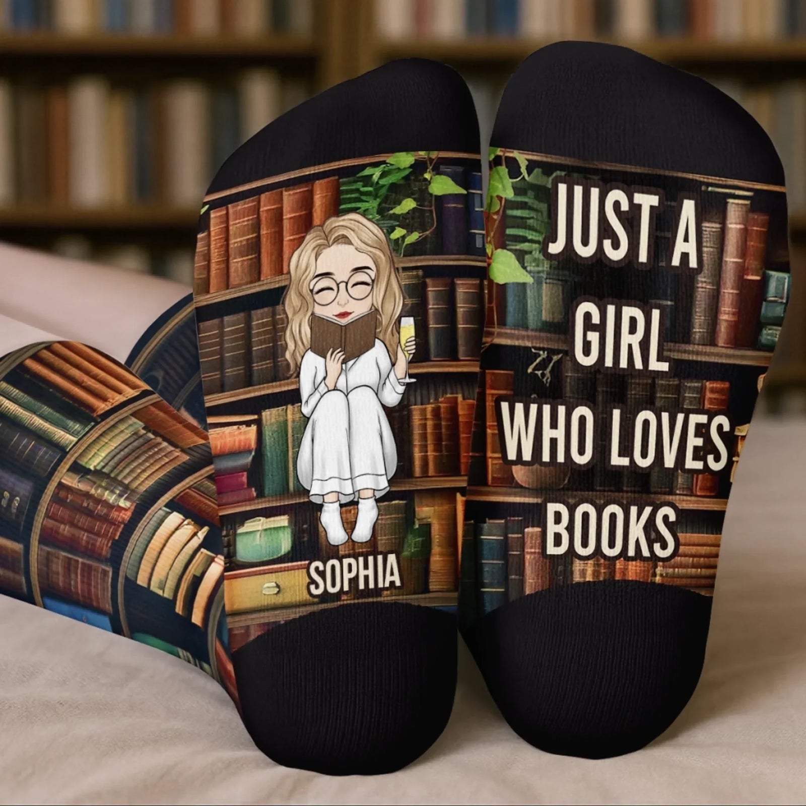 Custom Crew Socks - Personalized Bookish Gifts For Book Lovers, Bookworms, Readers - Socks Off, Story On