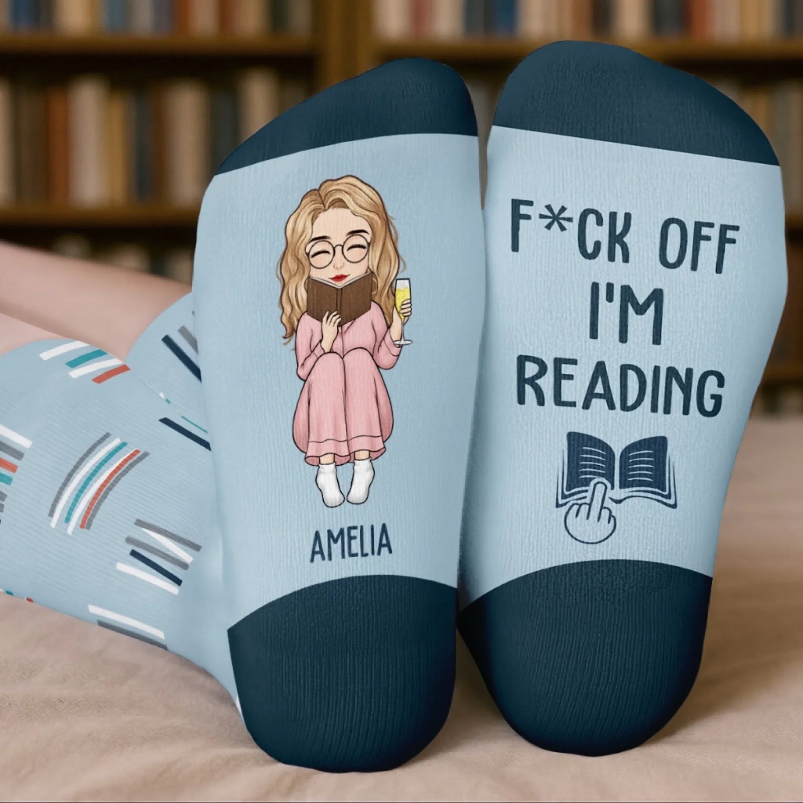 Custom Crew Socks - Personalized Bookish Gifts For Book Lovers, Bookworms, Readers - Don’t Kill My Reading Vibe