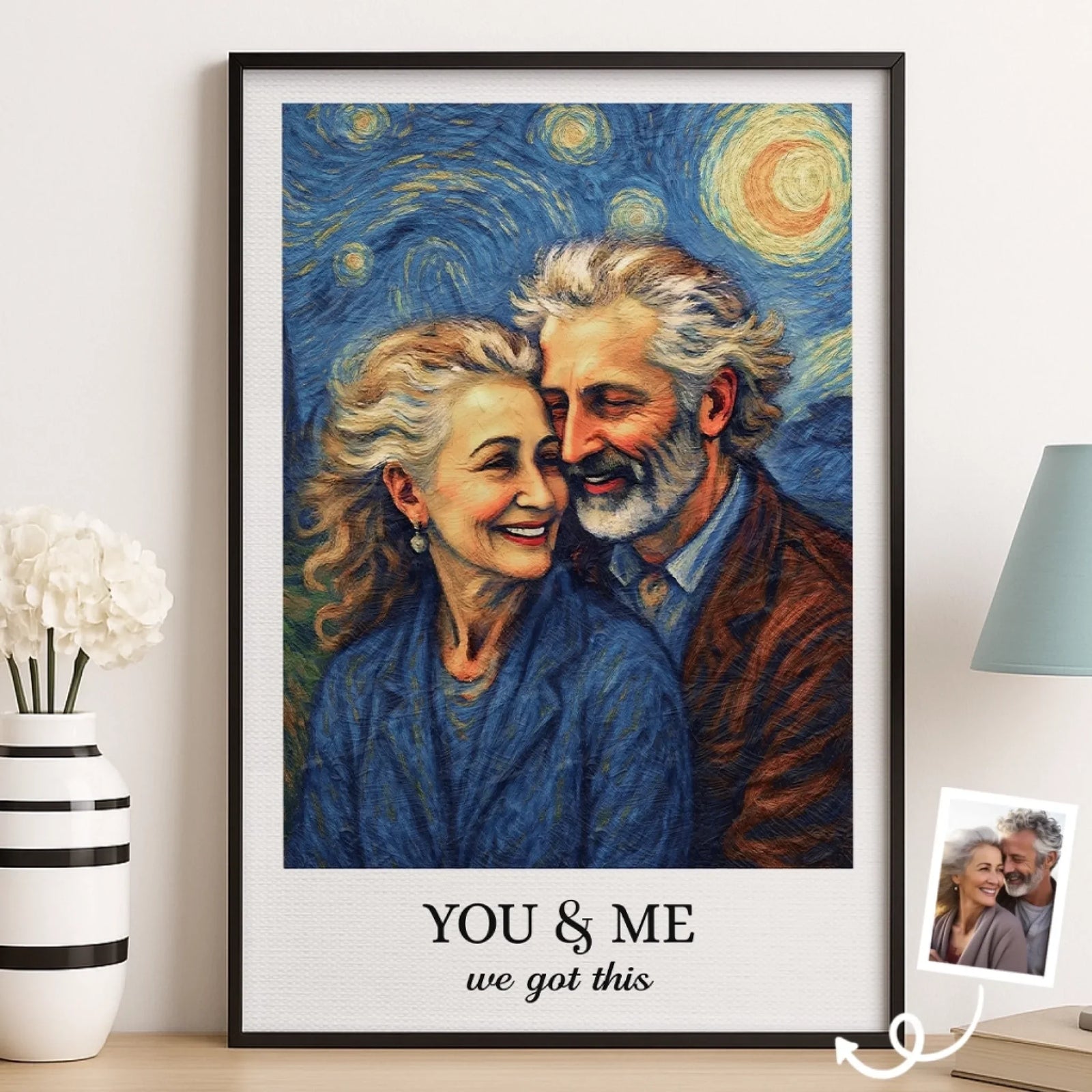 Custom Photo Vertical Poster, Canvas - Personalized Anniversary Wedding Gifts For Husband And Wife, Him And Her - Two Souls Forever Under The Stars